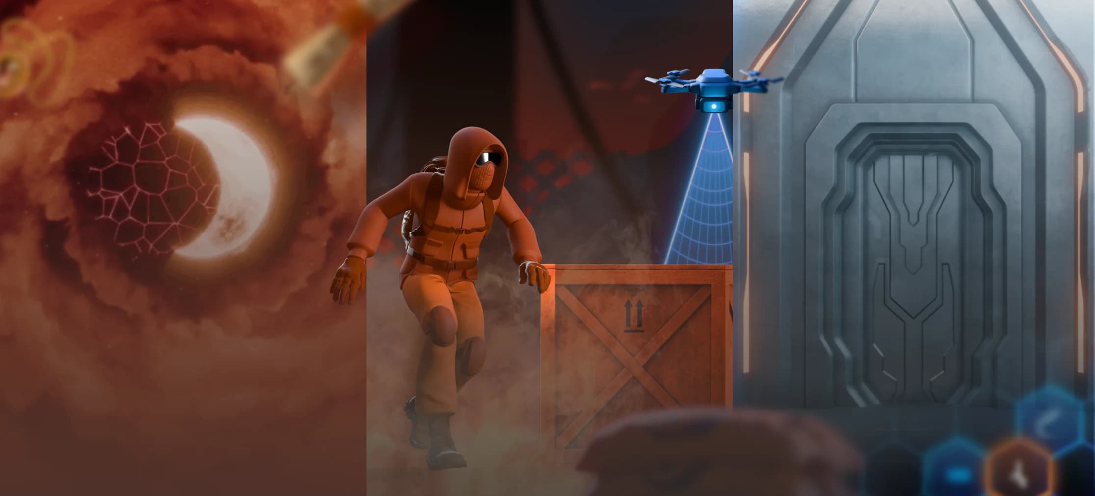 Screens from the three Fanta-themed mobile web games — each based on the classic gaming worlds of Call of Duty, Halo, and Diablo