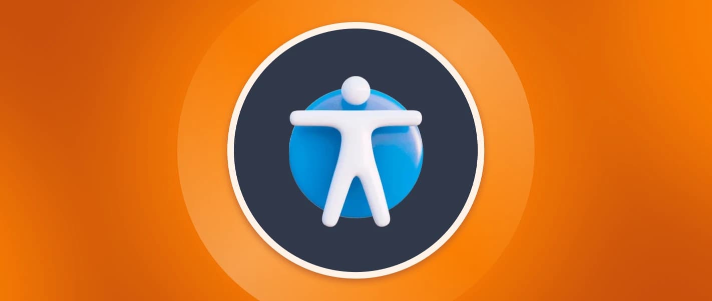Orange background with a centered digital accessibility icon