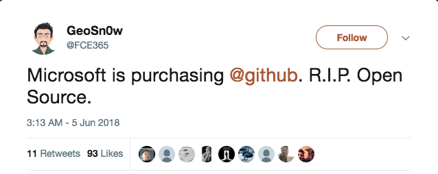 Microsoft Github acquisition negative Twitter reaction