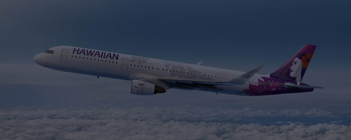 Hawaiian Airlines airplane traveling to Hawaii