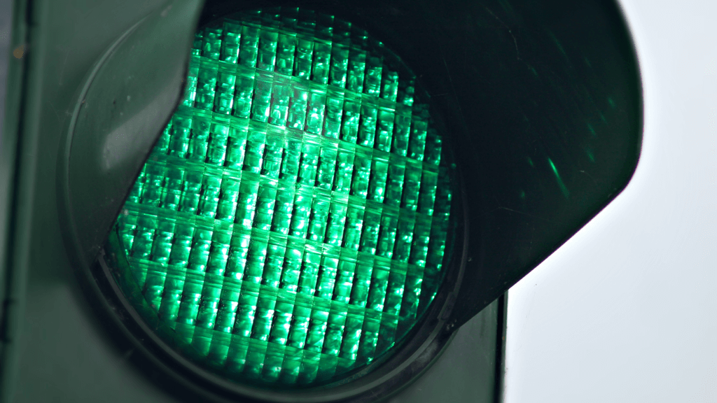 green traffic light for test-driven development test passing