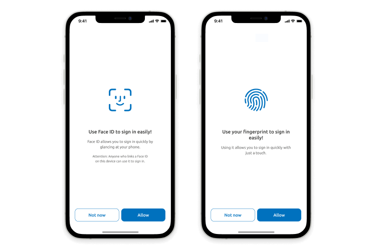 Face ID and Touch ID biometric authentication in the Magellan Rx app