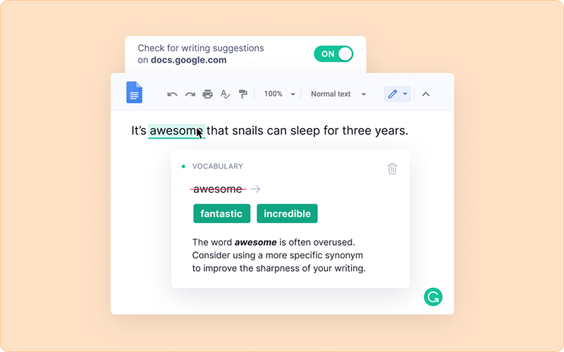 Grammarly Chrome browser extension for app designers