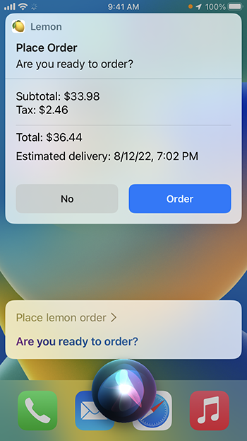 example of an iOS App Intent with a custom view