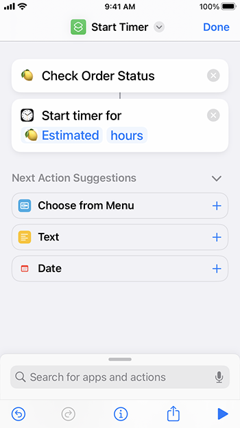 app intent example check order status