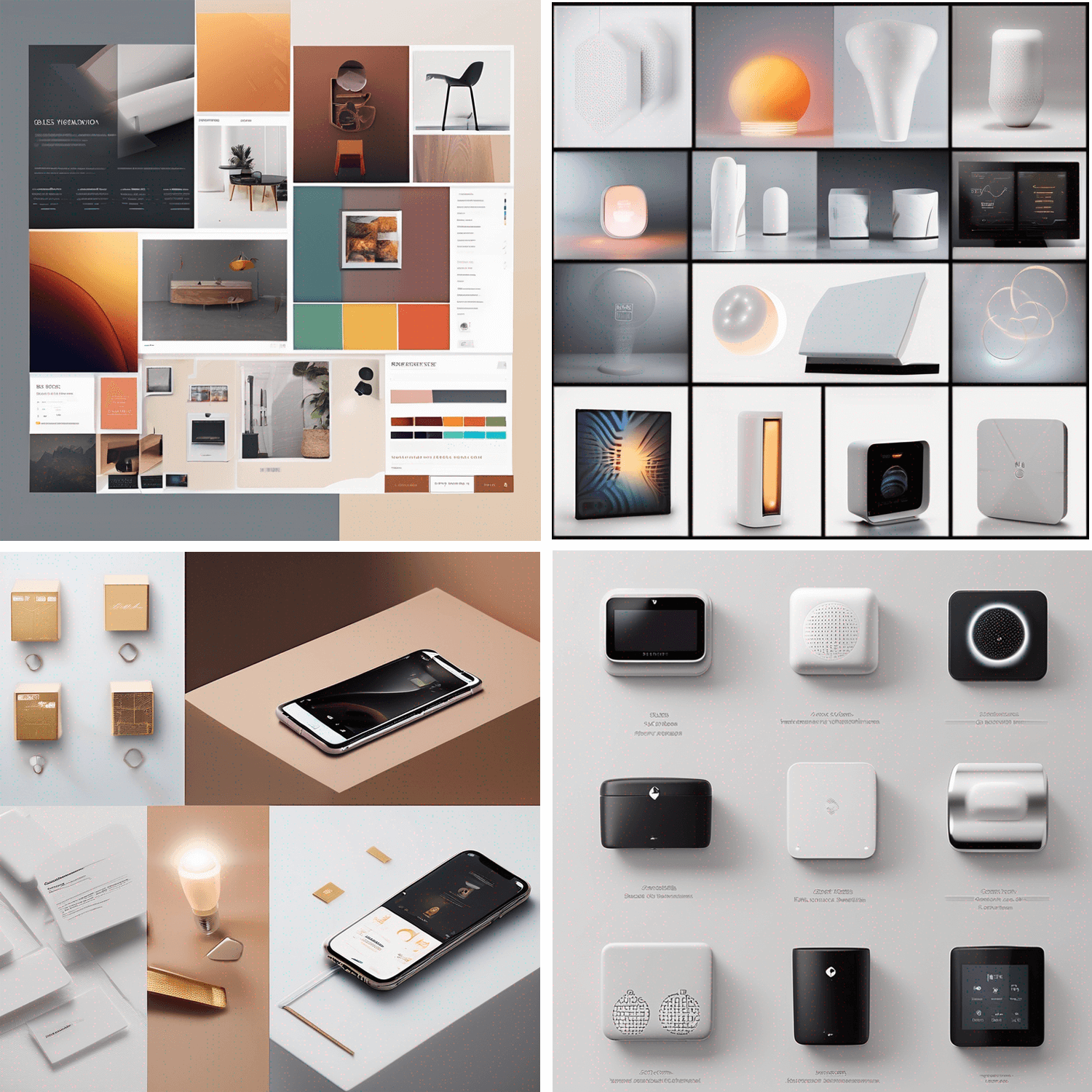 an AI generated mood board for modern technology products