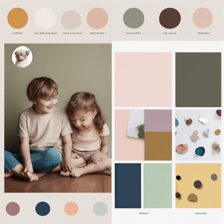example of a family-friendly style digital product mood board generated by AI