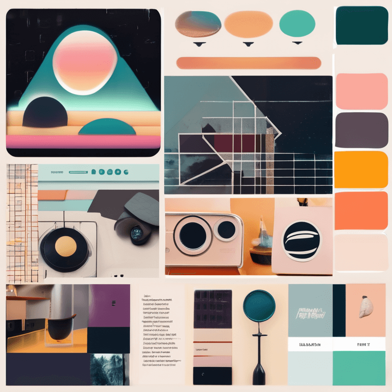 example of a retro-futurist style digital product mood board generated by AI